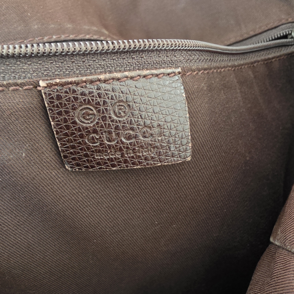 AUTHENTIC Gucci Jolicoeur Charm Tote | Dark Brown GG Canvas | Dustbag - Picture 14 of 16